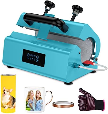 Tumbler Heat Press, 110V Tumbler Press for 30 oZ 20oZ Sublimation Skinny Straight Tumblers 11 oZ-15 oZ Mugs, Mug Press DIY Heat Transfer Print Metal Cups with Heat Tape Gloves (Blue)