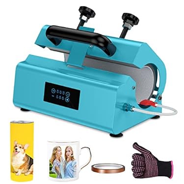 AMAZON - Tumbler Heat Press, 110V Tumbler Press for 30 oZ 20oZ Sublimation Skinny Straight Tumblers 11 oZ-15 oZ Mugs, Mug Press DIY Heat Transfer Print Metal Cups with Heat Tape Gloves (Blue)