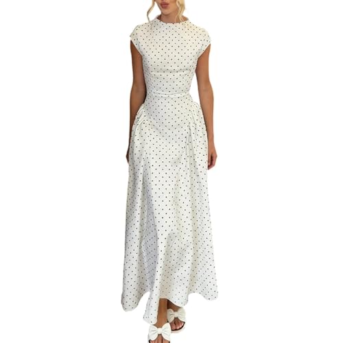 Générique Robe A Pois Femme Années 50 Pin Up sans Manche Taille Ajustée Trapèze Longue...