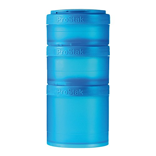 BlenderBottle ProStak Twist n' Lock Storage Jars Expansion with Pill Tray, Aqua (Pack of 3)