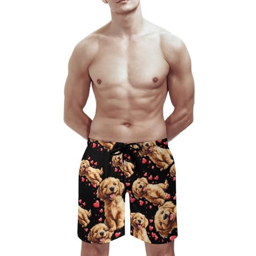 Love Dogs Labrador Retriever Men's Swim Trunks Quick Dry Board Shorts Hawaiian Beach Shorts With Pocket3