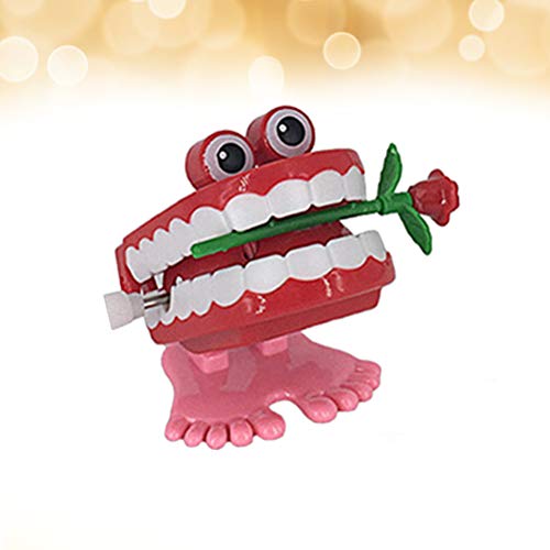 Novelty Funny Vibrating Wind Up Toys Walking Wind Up Teeth With Eyes Feet (Rose) Decor For Celebration Party #TOP6