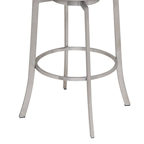 Armen Living Viper Butaco Giratorio Altura de Mostrador 26" en Cuero Sintético Blanco y Acabado Acero Inoxidable Cepillado miniatura 5