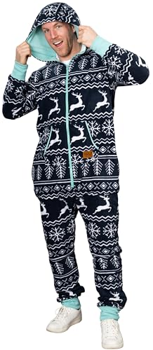 UglyChristmasSweater Christmas Pajamas Holiday Jumpsuit Cozy Adult Union Suit Hooded Pajama for Mens and Womens with Pockets2