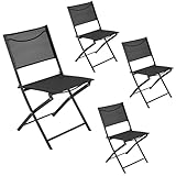 Yaheetech Patio Portable Dining Chairs Set of 4 with Metal Frame, Outdoor Metal Folding Chairs with Backrests for Camping, Lawn, Yard, Beach, Black