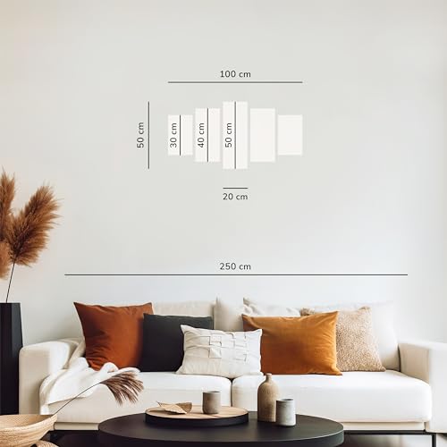 Tableau salon pour mur vide : cadre bois et toile cascade 5 pièces - 3