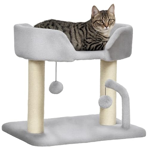 PawHut 42cm Indoor Cat Tree, Kitty Play Tower w/Toy Balls Sisal Scratching Post PawHut 42cm Indoor Cat Tree, Kitty Play Tower w/Toy Balls Sisal Scratching Post