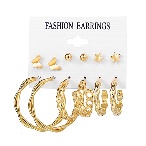 Image of Shining Diva Fashion Stylish Combo Design 6 Pairs Metal Earrings for Women and Girls (F12787er)