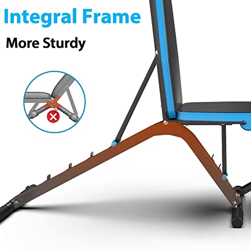 JX FITNESS Hantelbank Verstellbar Multifunktions 90 Grad Fitness Trainingsbank als Schrägbank Flachbank Negativbank für Sit-ups Bizeps-Übung und Rückentrainer, Beinstütze Bauch Übung – Bild 6
