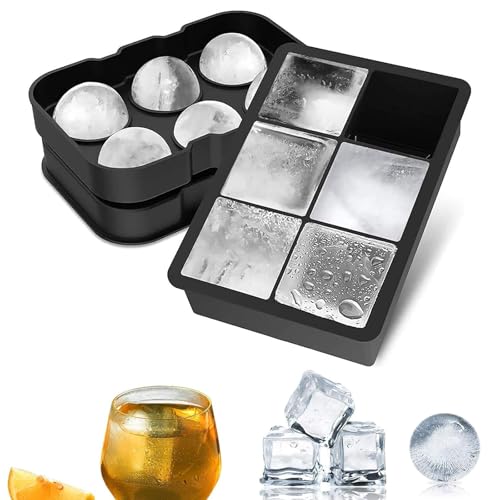 Silicone Ice Cube Tray, Large Ice Cube Moulds for Easy Release, Reusable BPA Free Ice Tray for Cocktails Whiskey Juice Coffee Craft, Black