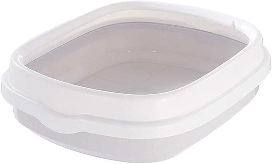 Gazechimp Cat Litter Box Semi-Closed Litter Box with Hood for Kittens with Scoop, Open Lid with High Edge for Beds - Grey