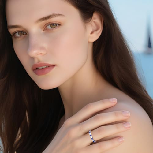 Iefil Eternity Rings for Women, Size 5-9 Sterling Silver Birthstone Gemstone Rings Wedding Eternity Band for Women4