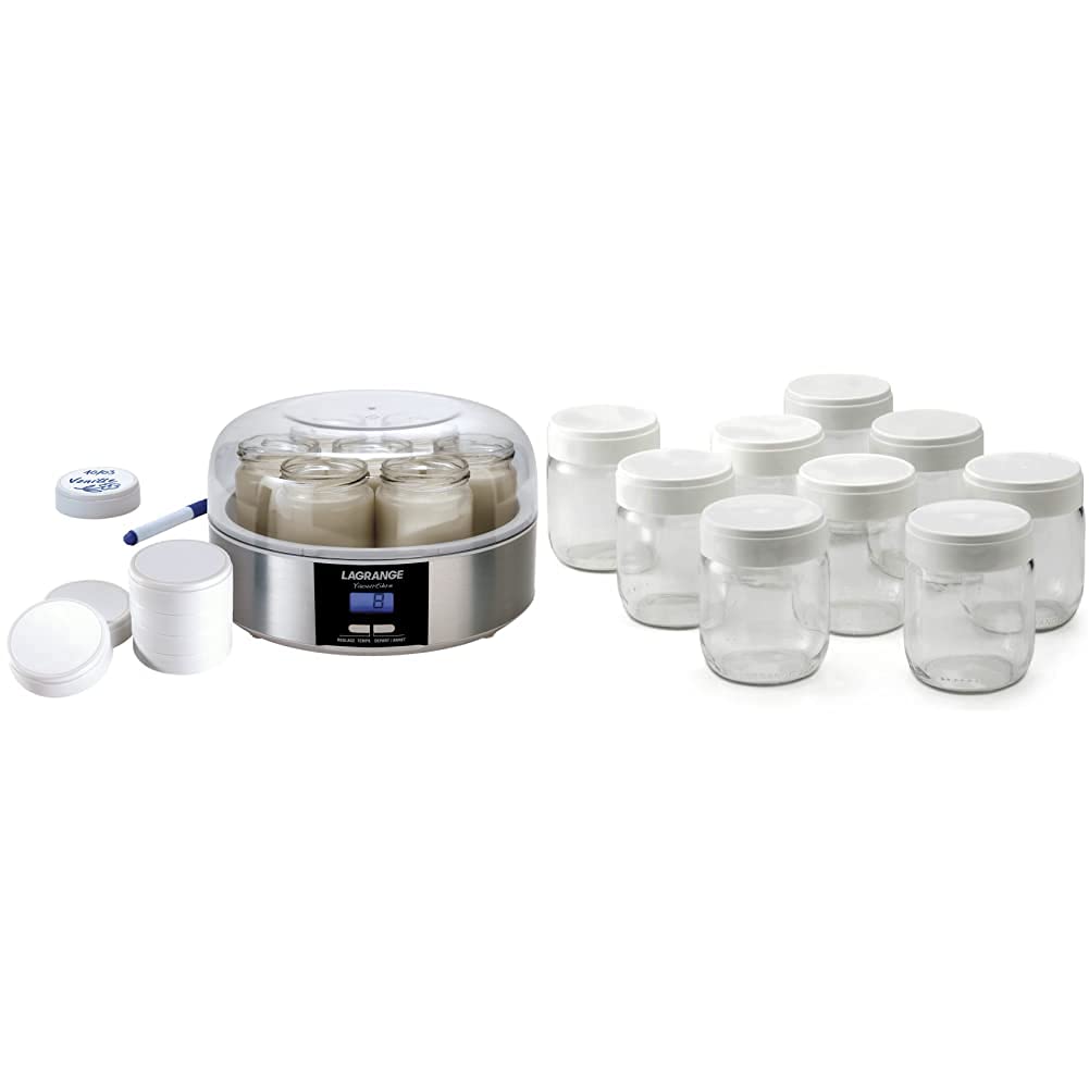 LAGRANGE 439101 Yaourtière, 7 Pots & 430301 Lot de 9 Pots Yaourt, 0.185 liters