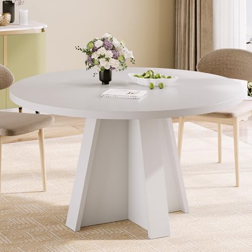 iPormis 47-Inch Round Dining Table for 4-6 People, Modern Wooden