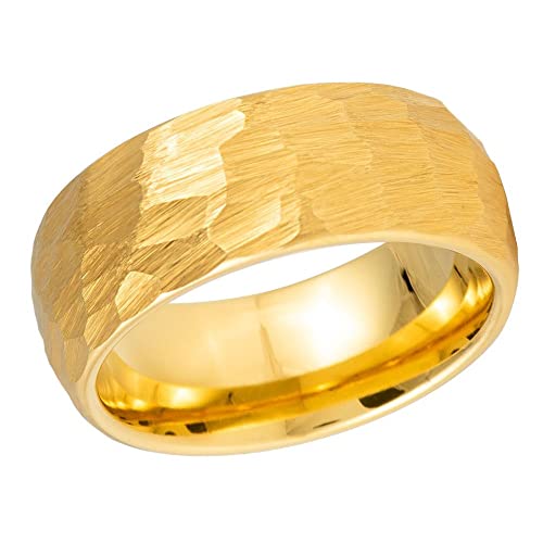 Kriskate & Co. Hammered Tungsten Rings For Men Women 8Mm Gold Brushed Engagement Mens Wedding Band Comfort Fit Tcr795 (12) #TOP1