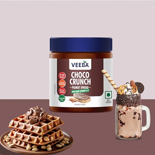 Image of Veeba Choco Crunch Peanut Spread with added Vitamin A&D (340g) (Pack of 2)