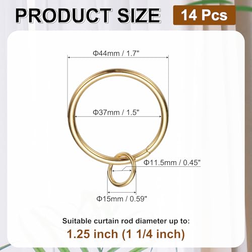 Anillos para cortinas deslizamiento suave y metal ajustable PATIKIL color oro 3