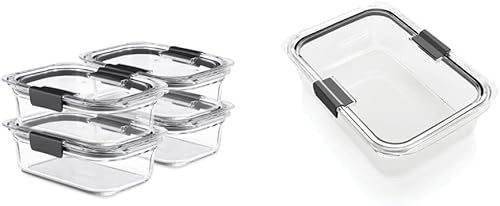 Rubbermaid Brilliance 2024351 - Recipientes de vidrio para alimentos de 3.2 tazas con tapas, sin BPA y a prueba de fugas, medianos, transparentes, disponible en Yaxa Costa Rica