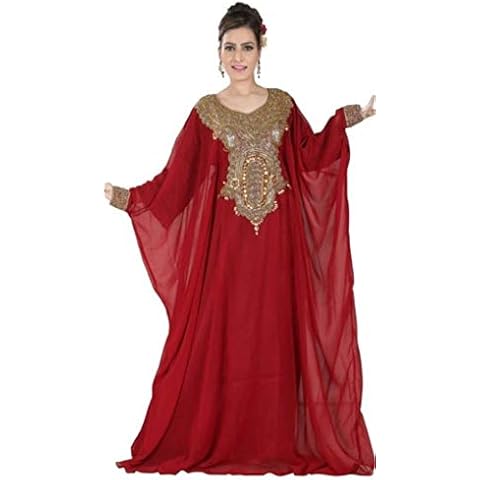 WUBU Kaftan Maxi Dress Evening Gowns Evening Dresses Wedding Dress Cocktail Dress (Burgundy) Cover