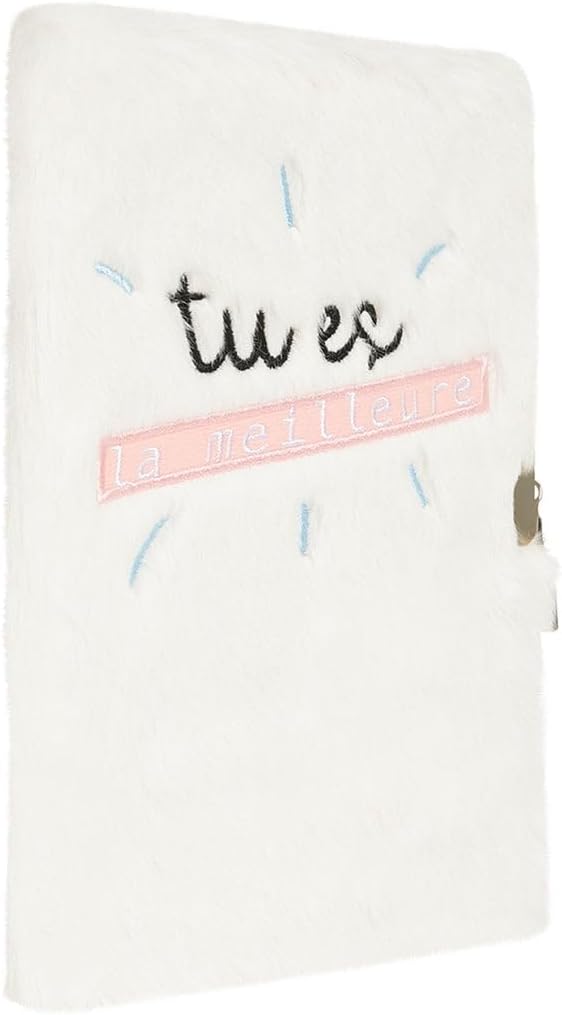 DRAEGER Paris | White Plush Journal with Padlock and Keys for Her Personal Secrets | Gift for Girls, Women