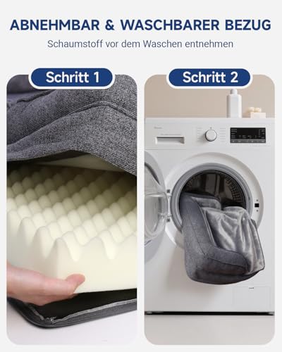 KSIIA Orthopädisches Hundebett Grosse Hunde, Hundekorb Bezug abnehmbar waschbar, Hundesofa Wasserdicht mit Rand, rutschfeste Unterseite, Dunkelgrau, 88x55x15cm