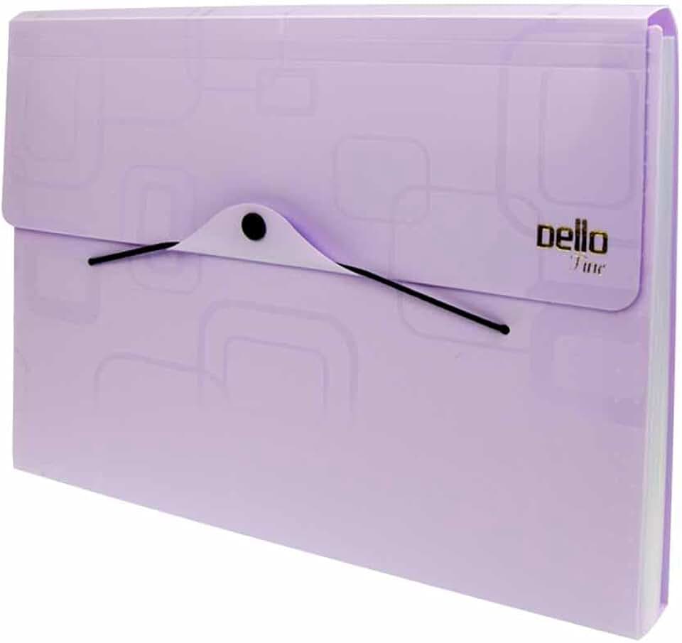 Pasta Sanfonada Plastica A4 12 Divisoes Roxa Dellofine - 01 Unidade, Dello, 6070R.0012, Roxa