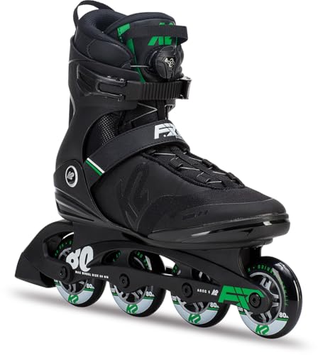 K2 Skate Men's F.I.T. 80 Boa Inline Skate, Black Green, 9