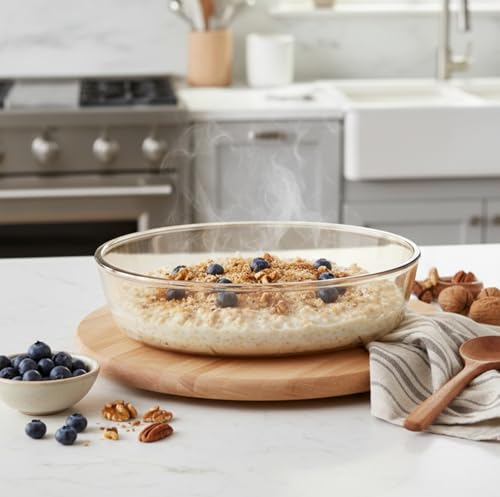 Image of The Better Home Zeno (1.6L) Borosilicate Glass Baking Tray For Microwave Oven | Baking Dish | Baking Pan | Bake & Serve Dish | Bakeware | Glass Bowl For Microwave | Dishwasher Safe (Oval)