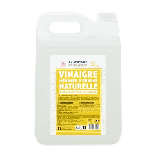 Vinaigre Blanc Menager Français - 5L - 9,5° Acide Acétique Puissant au Citron - Tâches...
