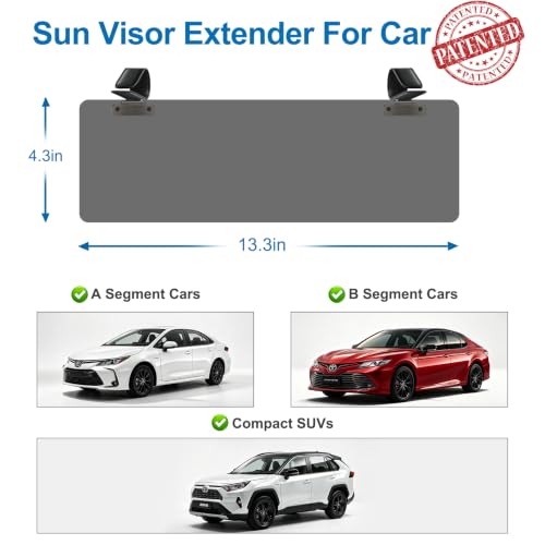 Image of Sun Visor Extender for Car, Visor Extender Attachment for Car, Flip-Up Visor Extender Sun Blocker UV400, Polarized Sun Visor Extender, Anti-Glare, UV Protector (1 Pack, Small)