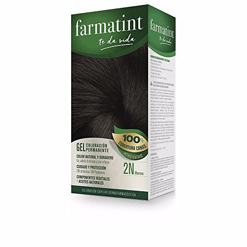 farmatint Gel Coloración permanente, Sin Amoníaco, sin parafinas, 2N Moreno, 135 ml