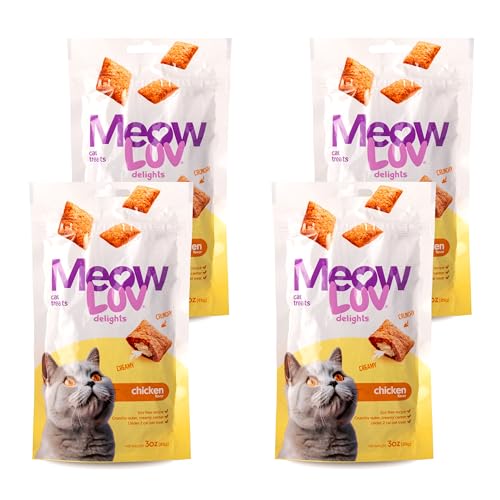 Ultra Chewy Meow Luv Delights Crunchy Cat Treats with Creamy Center - Chicken Flavor - Premium Cat...