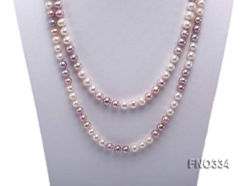 Jyx Aa + Pearl Long Necklace Classical 7-8Mm Multi Color Natural Freshwater Cultured Pearl Sweater Necklace 47" #TOP2