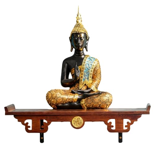 仏壇台 - 多用途の壁掛け・卓上仏壇棚スタンド 祈り、プージャ、神聖な供物、自宅寺院の聖域への仏事の供物に(Brown,54CM/21.25INCH)