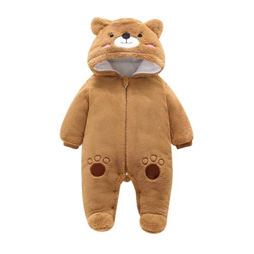 SoLu DAY8 - Grenouillere Polaire Bebe Garcon 0-12 Mois Ours Barboteuse Bebe Fille Garçon Hiver Chaud Vêtements Bébé Fille Naissance Mignon Body Bébé Garçon Manche Longue Pas Cher Pyjama (Brown, 0-3 Months)