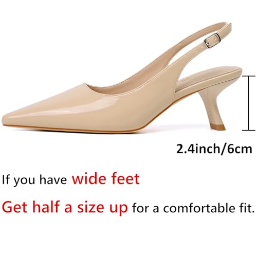 Image of RIBONGZ Sexy Slingback Pumps Elegant Dressy Heels for Women Closed Toe Pointy High Heels Wedding Bride Prom Party Evening Shoes