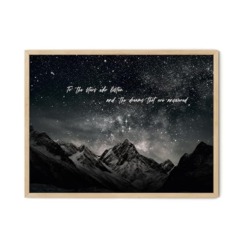 TwoDays Fantasy Books Merchandise Room Decor, To The Stars Who Listen Wall Art Prints For Bookish...