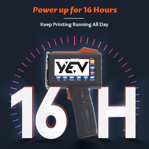 Image of YEV Handheld Inkiet Printer VP127 Upgraded Enhanced 16-Hour Continuous Printing with Photoelectric Sensor for Batch Numbers, Logos, Serial Numbers, Barcodes, and QR Codes on Various Materials (Orange)