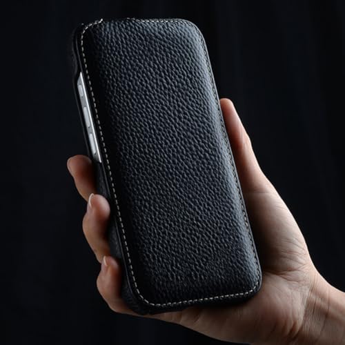 Étui en cuir véritable iPhone 17 Pro Max vertical compatible induction - 2