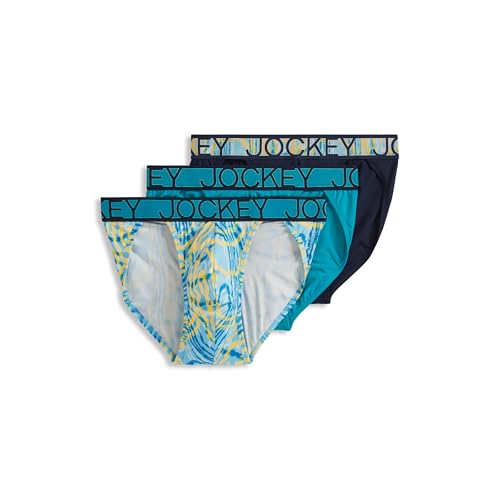 Jockey Men's Underwear Microfiber Stretch String Bikini - 3 Pack, Northern Light/Psychedelic/True Navy, L