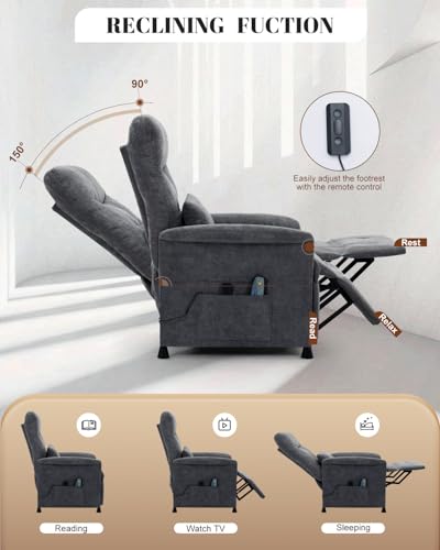 Sillón reclinable eléctrico gris para adultos miniatura 4