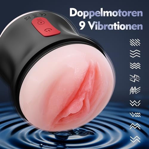 Elektrischer Masturbator Sex Spielzeug für die Männer - Penis Vibrator Masturbieren für Männer mit 9 Starken Modi Taschenmuschi Realistische Masturbatoren Erotisches Sexspielzeug für Männer Solo – Bild 4