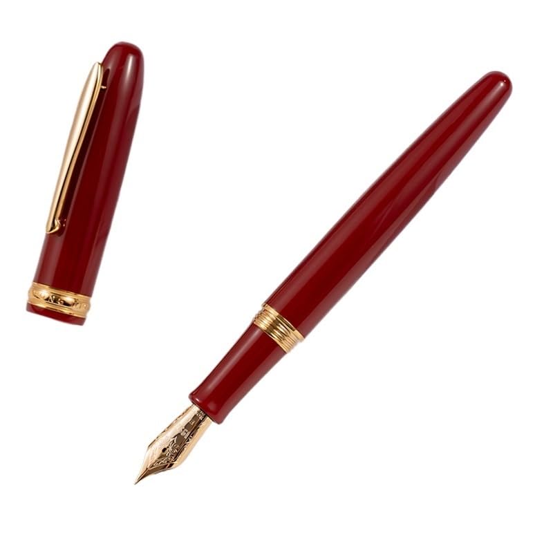 Pluma estilográfica de metal vintage de alta calidad, caligrafía de negocios, tinta de escritura suave, bolígrafo de regalo (negro, EF)