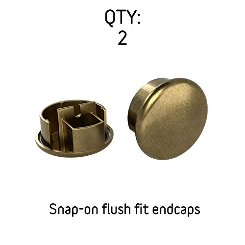 2 Ft. Handrail - Complete Kit. Indoor Use Only. Genuine Black Walnut Bonded To Aluminum Core, 2 Painted Antique Brass Brackets + Flush Endcaps, 1.6" Round #TOP3