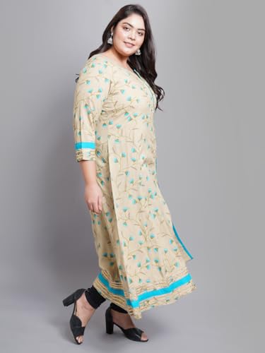 Image of Yash Gallery Women's Rayon Relaxed Fit Anarkali Floral Printed Kurta