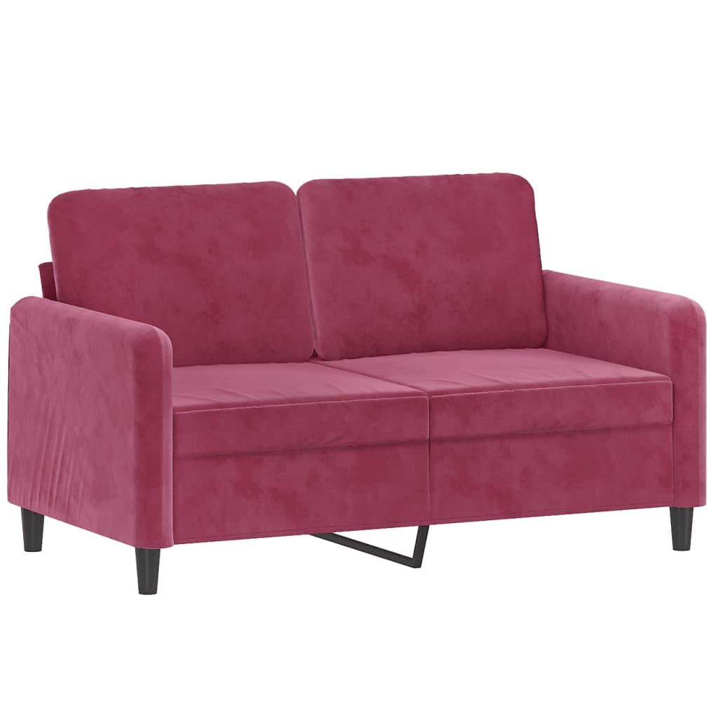 Juego de 2 muebles tapizados de terciopelo rojo vino con espacio de almacenamiento y función de relax para salón, habitación de invitados, oficina, incluye 2 sofás de dos plazas, cojines