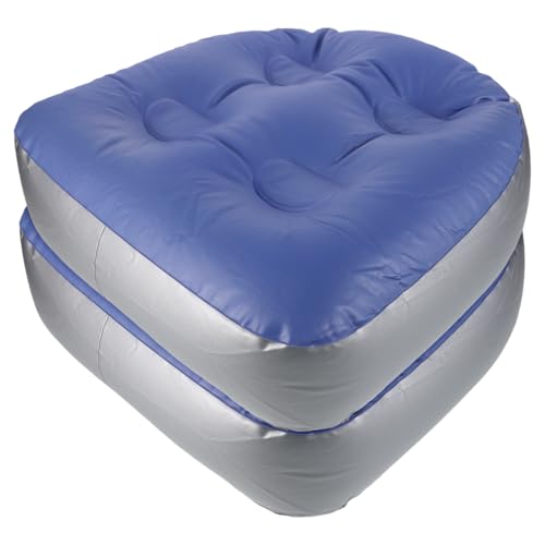 BAZEITFLOW 2pcs Inflatable Bath Seat Cushion Suction Cups Blue Thickened Portable Spa Shower Cushion Pads Adult Bathtub Seat for Bathroom Accessories