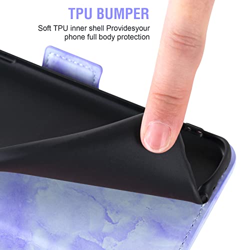 Asuwish Compatible With Samsung Galaxy S6 Edge Plus Case And Tempered Glass Screen Protector Cell Card Holder Slot Kickstand Marble Wallet Phone Covers For Glaxay S6Edge + S 6Edge 6S 6 Edge+ Purple #TOP5