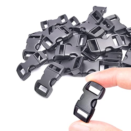CooBigo 100 Pack 3/8 Inch Curved Contoured Paracord Bracelet Clips Plastic Quick Side Release Buckles for Paracord Bracelets Clasps Masks Dog Collar Straps Accessories