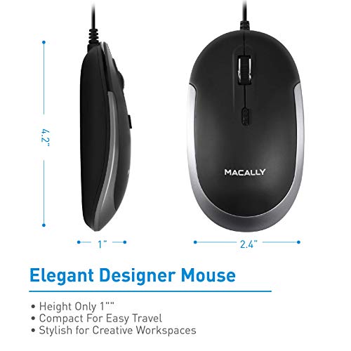 Macally USB C Wired Mouse and an Adjustable Vertical Laptop Stand, Specially Designed for MacBook